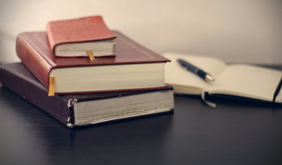 Law books in use.