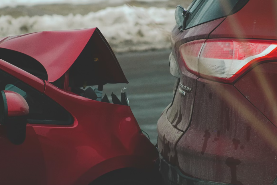 A car bumping into another car.